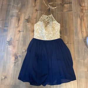 Navy and gold dress